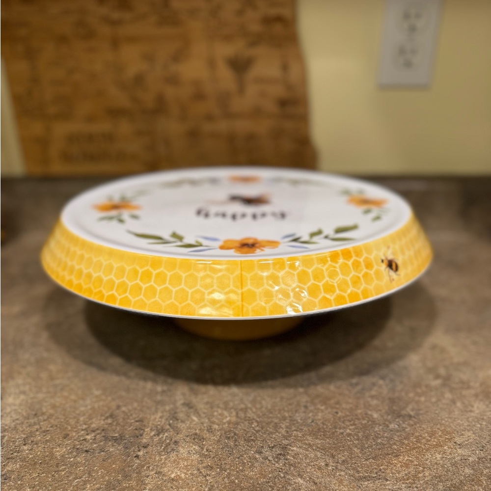 Bee Happy Honeybee Cake Stand Melamine